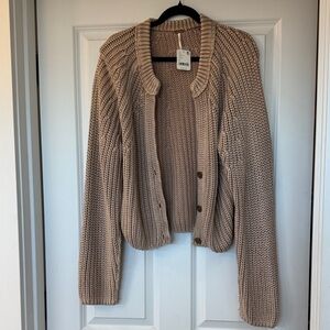 Free People Chunky Knit Beige Sweater